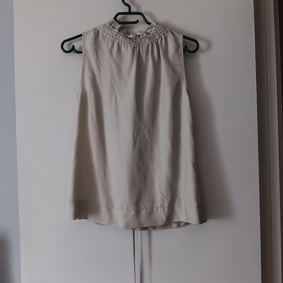 MARC BY MARC JACOBS Taupe Silk Twill Gathered Tie Neckline Blouse XS - Picture 2 of 3